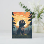 日没時のシーズー(犬)の林 ポストカード (スタンド正面)