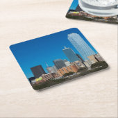 日没時のダラステキサス州スカイライン スクエアペーパーコースター (アングル)
