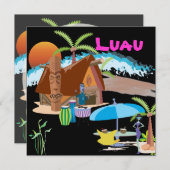 日没時のティキ/ルアウ(ハワイ式宴会) 招待状 (正面/裏面)