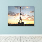 日没時のドリリングリグ キャンバスプリント (インサイチュ (ウッドフロア))