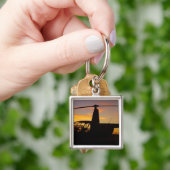 日没時のロビンソンR44ヘリコプター キーホルダー (手)