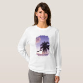 日没時のローンパームツリー、ココナッツグローブビーチ Tシャツ (正面フル)