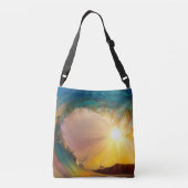 日没時の明るい熱帯の波 クロスボディバッグ (裏面)