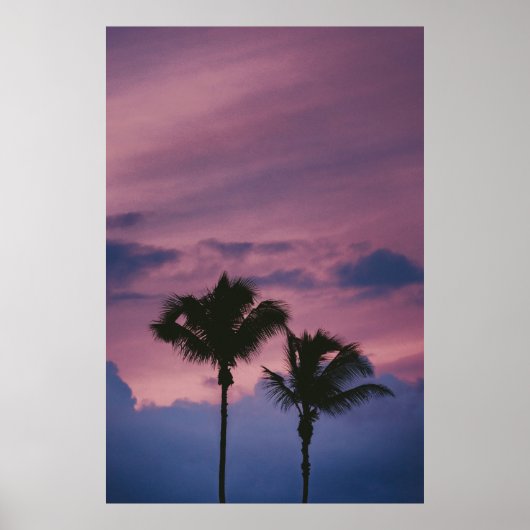日没時の木のシルエット ポスター (正面)
