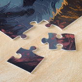 日没時の森の中のオーストラリアの羊飼い ジグソーパズル (側面)