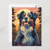 日没時の森の中のオーストラリアの羊飼い ポストカード (正面/裏面)