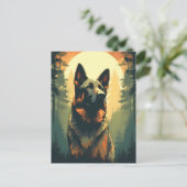 日没時の森の中のドイツ人と羊飼い ポストカード (スタンド正面)