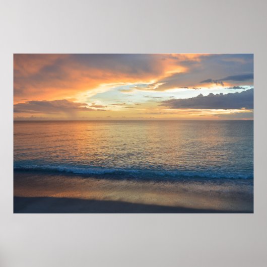 日没時の水面への反射 ポスター (正面)