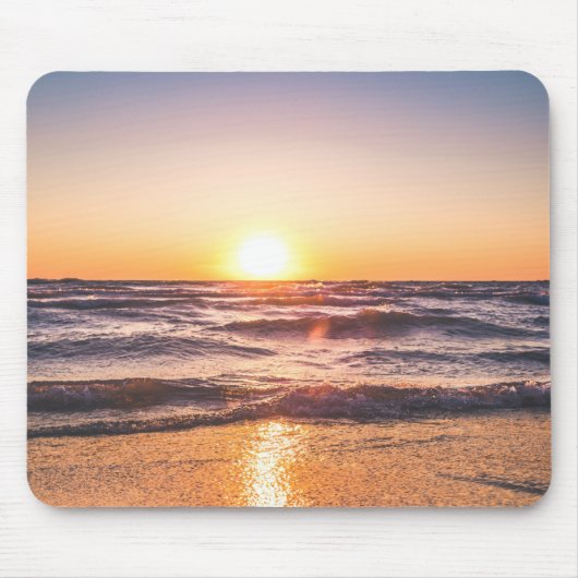 日没時の海の景勝地 マウスパッド (正面)