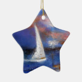 日没港の帆海景の絵画 セラミックオーナメント (右)