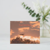 日没素晴らし時の青鷺のシルエット ポストカード (スタンド正面)