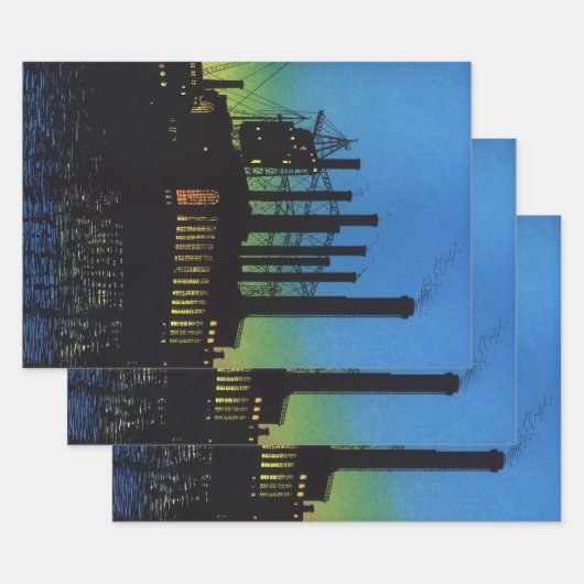 日没製造工場、ヴィンテージ業 ラッピングペーパーシート (セット)