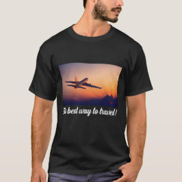 日没飛んでいる時航空航空機 Tシャツ