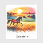 日没鮮やか時に駆ける水色の馬 シール (シート)