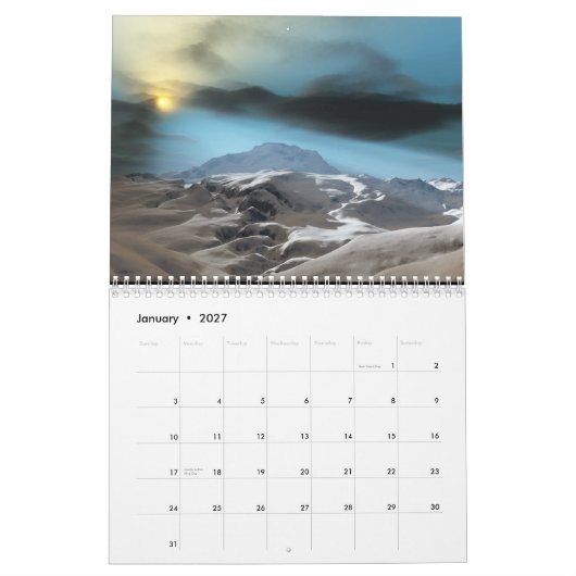 日没2010年 カレンダー (1月 2027)