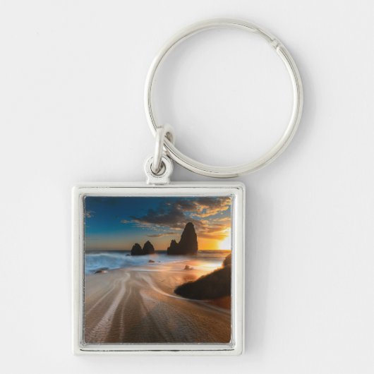 日没|の北カリフォルニアの海岸線 キーホルダー (正面)