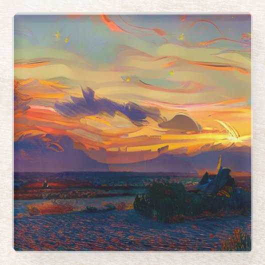 日没 ガラスコースター (正面)