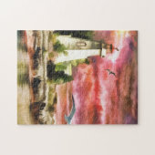 日没、ジグソーパズルの灯台海の海岸 ジグソーパズル (横)