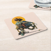 日没 スクエアペーパーコースター (アングル)