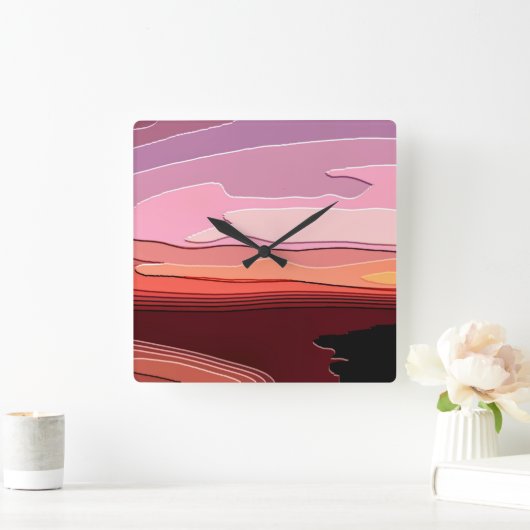 日没 スクエア壁時計 (ホーム)