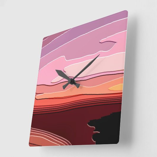 日没 スクエア壁時計 (傾斜)