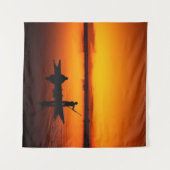 日没、ボートのシルエット–16497 タペストリー (正面(横))