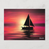 日没、ボートのシルエット–16497 ポストカード (裏面)