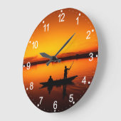 日没、ボートのシルエット–16497 ラージ壁時計 (傾斜)