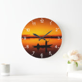 日没、ボートのシルエット–16497 ラージ壁時計 (ホーム)