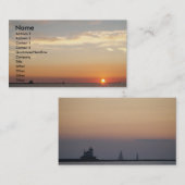 日没、ヨットおよび灯台 名刺 (正面/裏面)