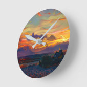 日没 ラウンド壁時計 (傾斜)