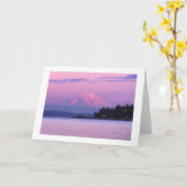 日没、ワシントン州のレーニア山 カード (黄色い花)