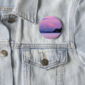 日没、ワシントン州のレーニア山 缶バッジ (インサイチュ)