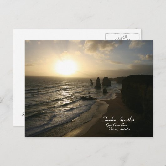 日没、十二使徒、素晴らし海道路葉書 ポストカード (正面/裏面)