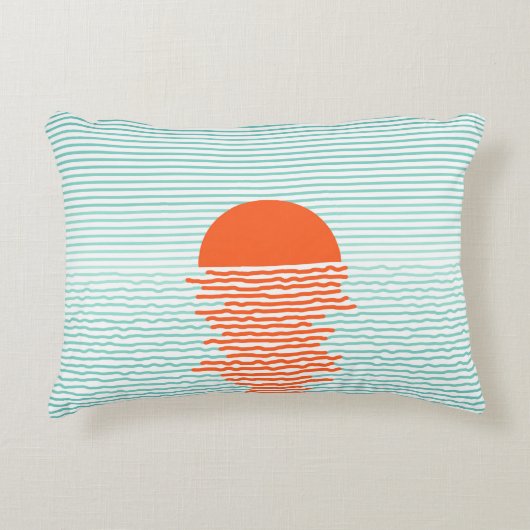 日没(海ストライプの – 背景)線の弧 アクセントクッション (正面)