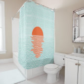 日没(海ストライプの – 背景)線の弧 シャワーカーテン (インサイチュ)