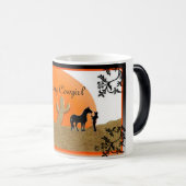 日没、粋な女性のカーボーイ モーフィングマグカップ (正面右)