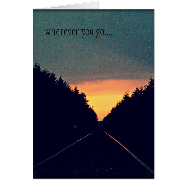 日没、線路、木、多目的カード (正面)