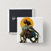 日没 缶バッジ (正面&裏面)