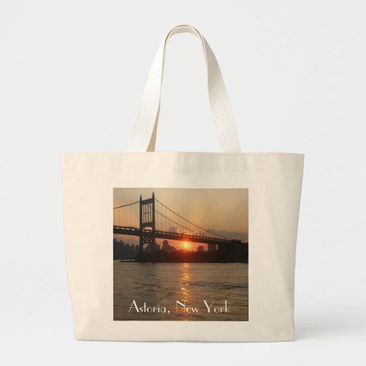 "日没" AstoriaのNYのジャンボトートのRFK橋 ラージトートバッグ (正面)
