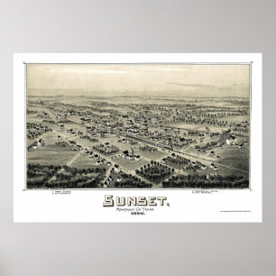 日没、TXのパノラマ式の地図- 1890年 ポスター