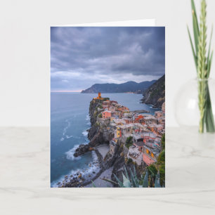 日没  Vernazza、Cinque Terre、イタリアの直後 カード