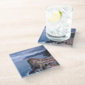 日没| Vernazza、Cinque Terre、イタリアの直後 ガラスコースター (アングル)