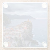 日没| Vernazza、Cinque Terre、イタリアの直後 ガラスコースター (裏面)