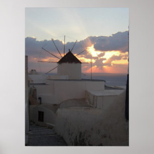 日没Ia Santorini ポスター