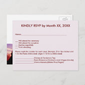 日没RSVPメニュー郵便はがきの花嫁及び新郎 インビテーションポストカード (正面/裏面)