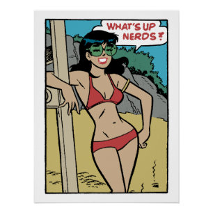 日焼けしたビーチバニー ビキニガール • What's Up Nerds? ポスター