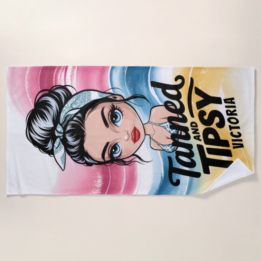 日焼けと酔い – 旅行、女性のための休暇のギフト ビーチタオル (正面)