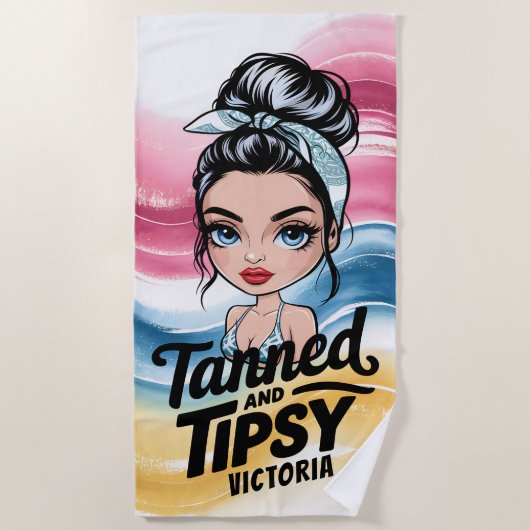 日焼けと酔い – 旅行、女性のための休暇のギフト ビーチタオル (正面)