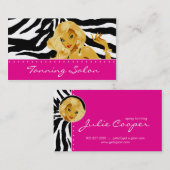 日焼けの名刺のシマウマの女性のブロンドのピンク 名刺 (正面/裏面)